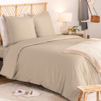 Housse de couette coton beige Baley 150x190cm