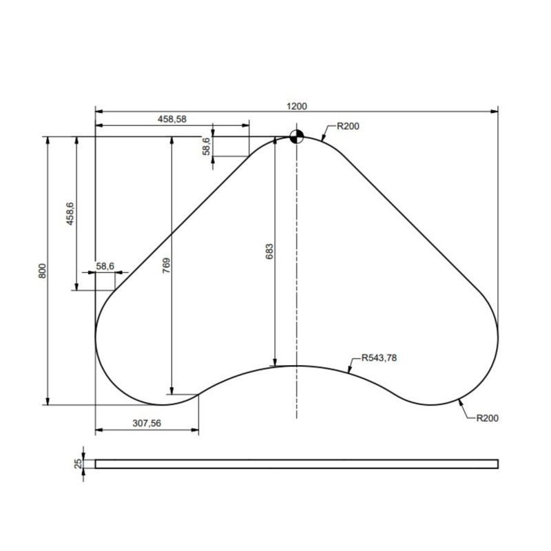 Tapa mesa sin patas aglomerado 2.5x120x80cm