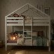 Litera infantil casita de madera Happy blanca 90x190/90x190cm
