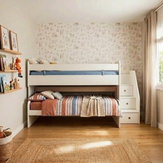 Midi Bett mit Schreibtisch und Bett weiß Gia 90x200/90x190cm