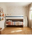 Midi bed with desk and white bed Gia 90x200/90x190cm