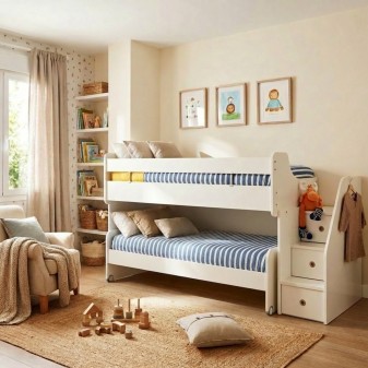 Lit midi et lit blanc Gia 141x252x97cm