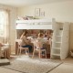 Letto alto Gia con scrivania e contenitore 182,7x252x107,8 cm