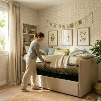Upholstered bed with storage Merlin 90x190cm