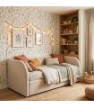 Cama tapizada con almacenamiento beige Arturo 90x190cm