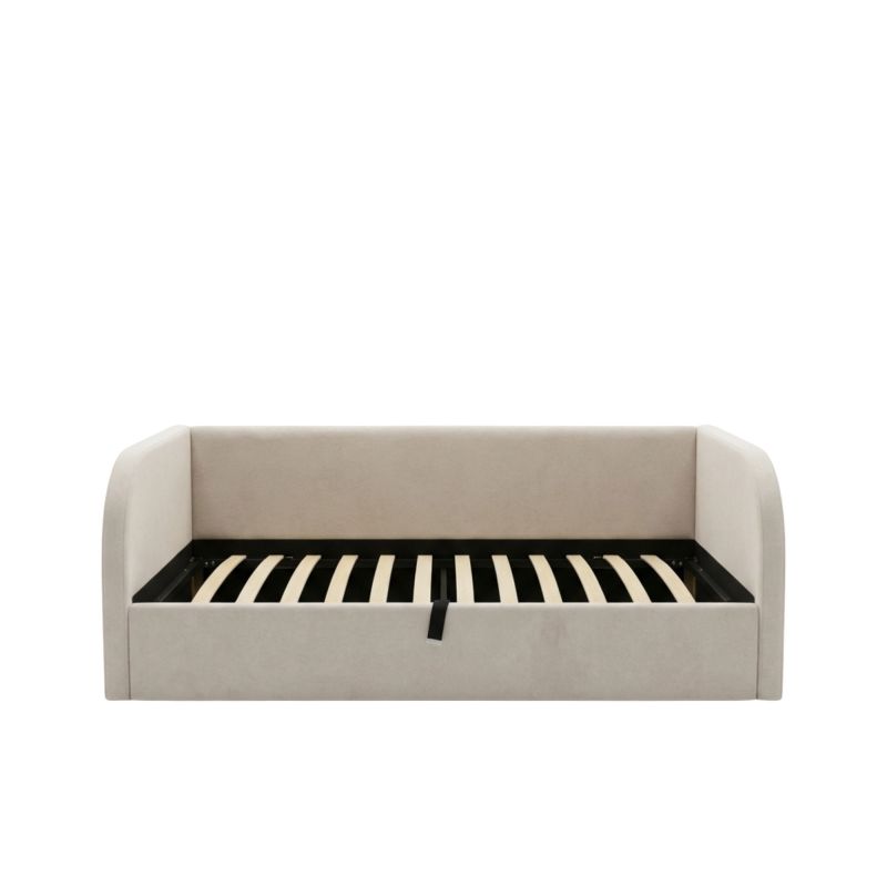 Cama tapizada con almacenamiento beige Arturo 90x190cm