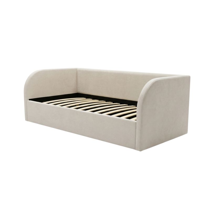 Cama tapizada con almacenamiento beige Arturo 90x190cm