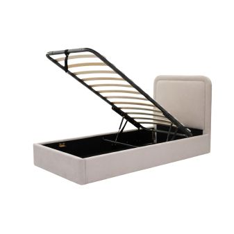 Letto imbottito con contenitore beige Kay 90x190cm