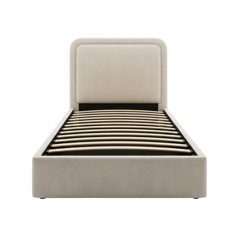 Cama tapizada con almacenamiento beige Kay 90x190cm
