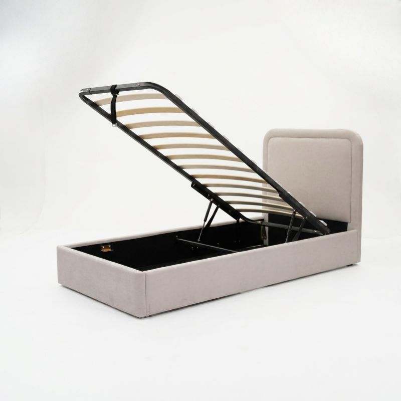 Cama tapizada con almacenamiento beige Kay 90x190cm