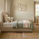 Cama tapizada con almacenamiento beige Kay 90x190cm