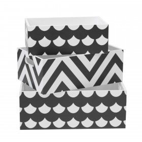 Set 3 cajas de madera decorativas blanco y negro  Decoración Infantil Cajas y cestos   DISTRIMOBEL Muemue - Muebles