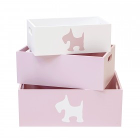 Set 3 cajas de madera decorativas rosas  Decoración Infantil Cajas y cestos   DISTRIMOBEL Muemue - Muebles