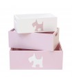 Dog set 3 rosas caixas de madeira 5x40x28/13x35x23/11x30x18cm