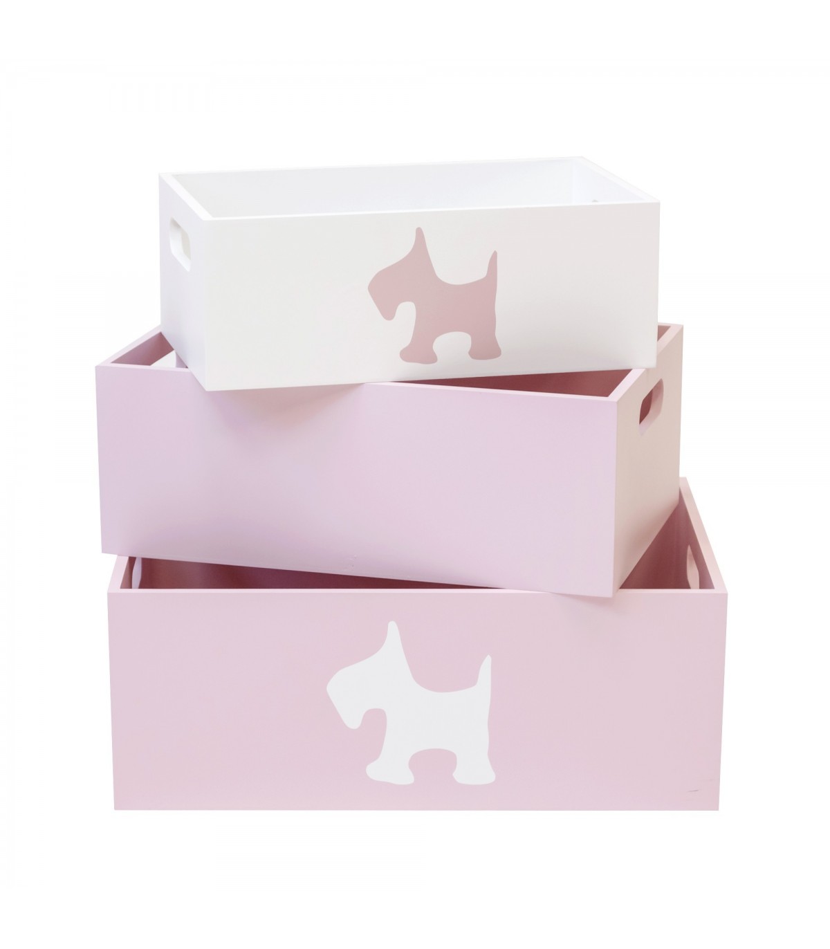 Set 3 cajas de madera decorativas rosas - MU01401 - Cajas y cestos