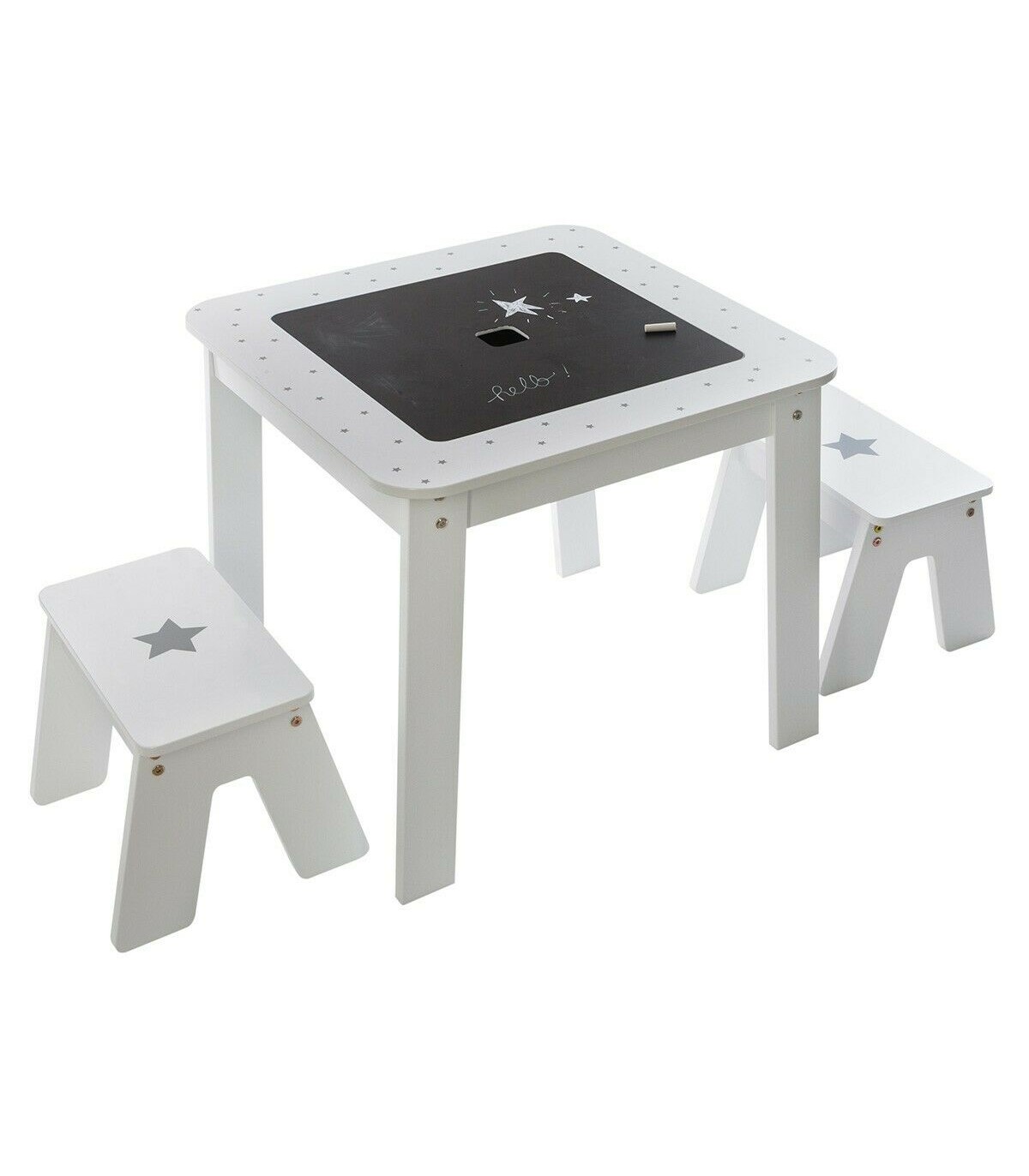Mesa con almacenaje reversible + 2 taburetes - MUEFA36 - Mesitas