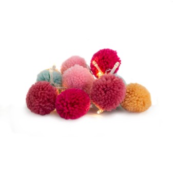 Guirnaldas luminosas pompones color  Decoración Infantil Guirnaldas y lamparas COLORES DISPONIBLES: gris perla, rosa pastel