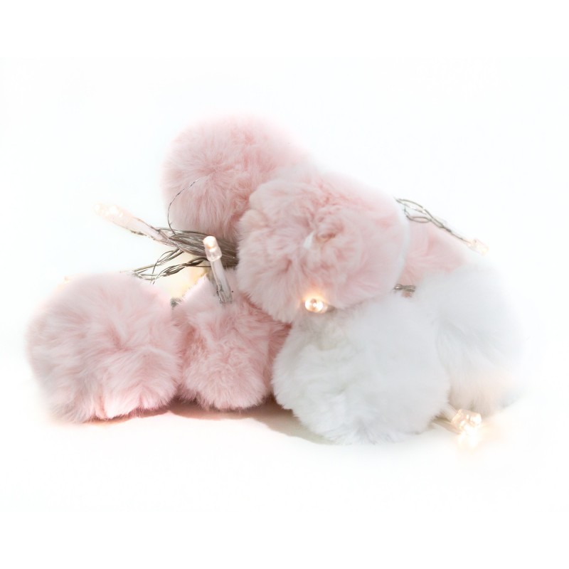 Guirnaldas pompones blanco y rosa  Decoración Infantil Guirnaldas y lamparas    Muemue - Muebles