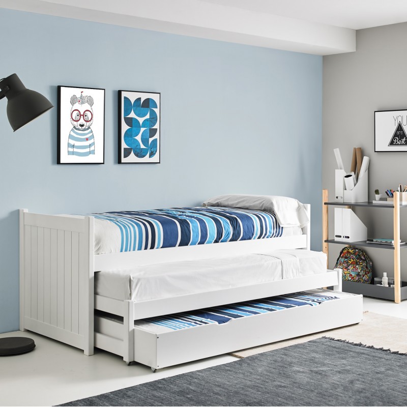 Bett mit zweites Bett und Schublade Baloo 90x200 cm