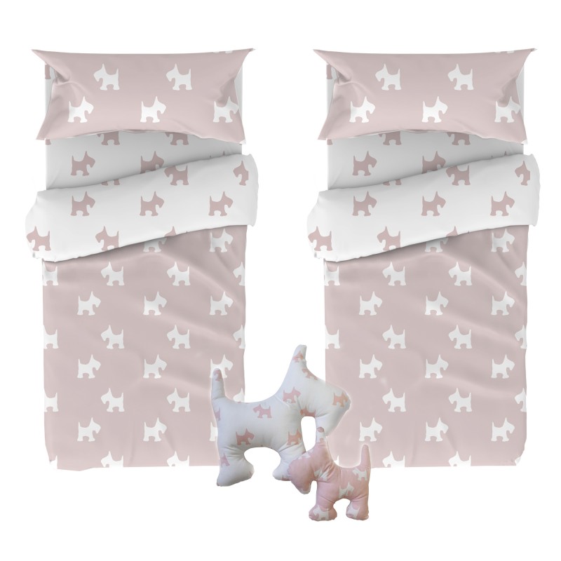 Funda nórdica set 3 piezas pack de 2 + cojín regalo algodón 90x190cm