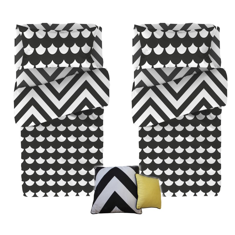 Funda nórdica set 3 piezas pack de 2 + cojín regalo algodón 90x190cm