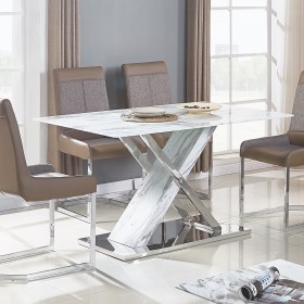 Table glass white Houston 78x140x90cm