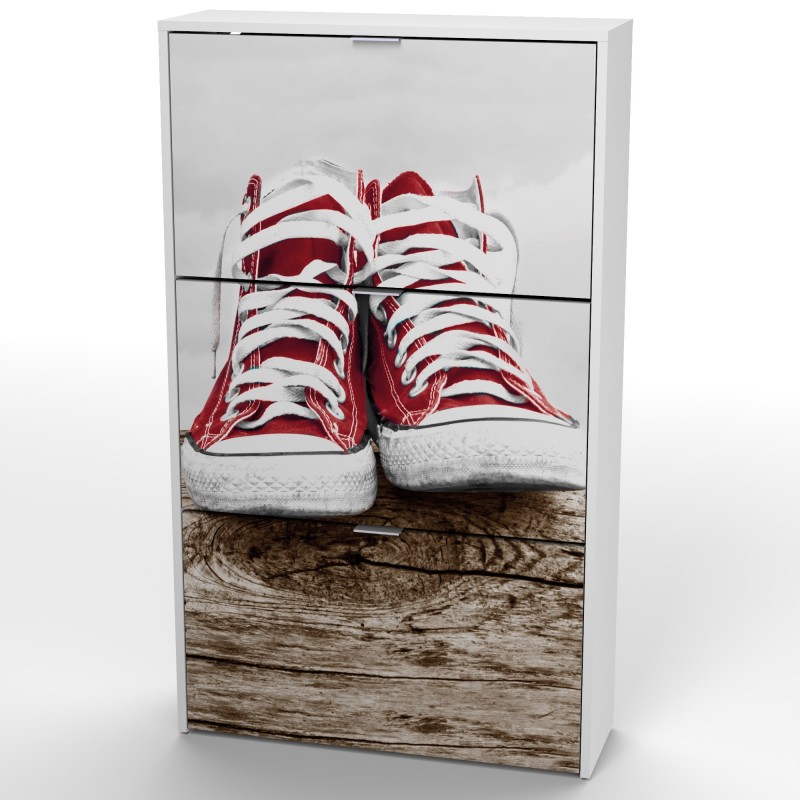 Wood sneakers sapateira 3 portas 117x60x23,5cm