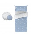 Bettbezug set 3 Teile + Kissen Geschenk Baumwolle blau Space 90x190cm