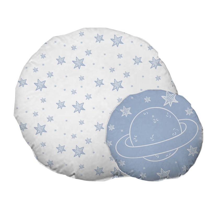Capa nórdica set 3 peças + almofada regalo algodão azul Space 90x190cm