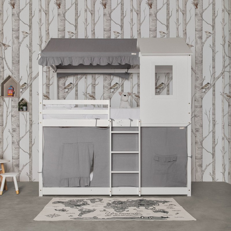 Set tessile per il letto a castello Montessori grigio