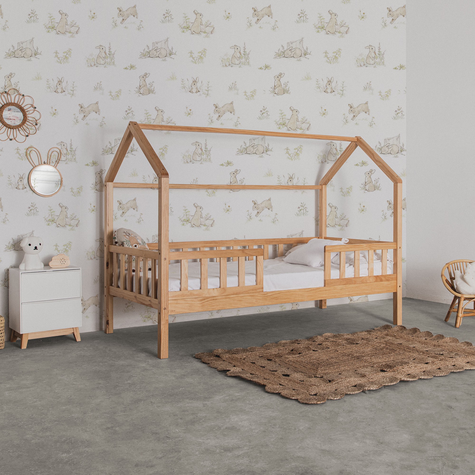 Buy Cama Infantil Montessori casita con barandilla