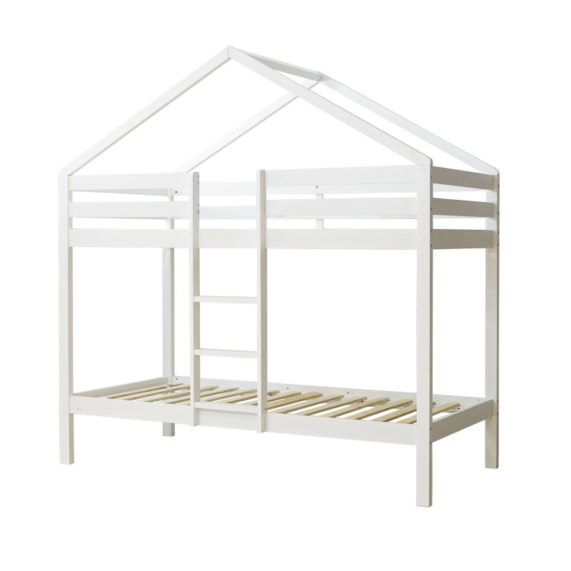 Children's bunk bed wooden house Happy white 90x190/90x190cm