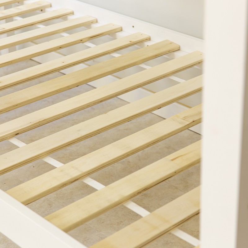 Lit superposé maison en bois Happy blanche 90x190/90x190cm