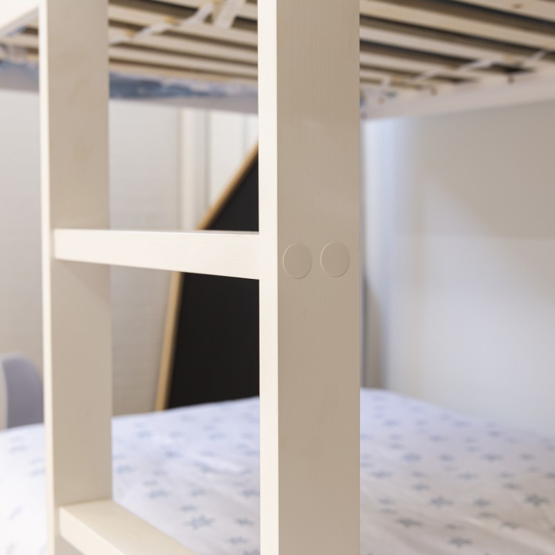 Lit superposé maison en bois Happy blanche 90x190/90x190cm