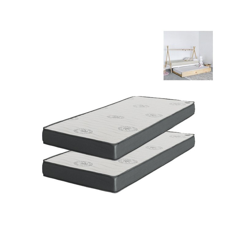 Tipi Pack 2 Matratzen: Bett + Ausziehbett- oder Ausziehbett mit beine