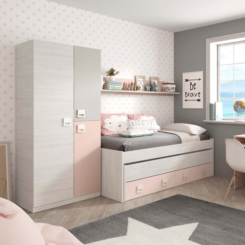 Burro Perchero para Ropa en Forma de casita para habitación Infantil –  Color Blanco y Madera Natural